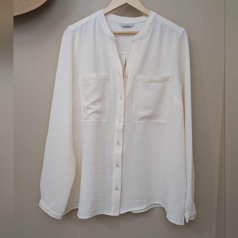 Lightweight Cream Button-Front Women's Blouse